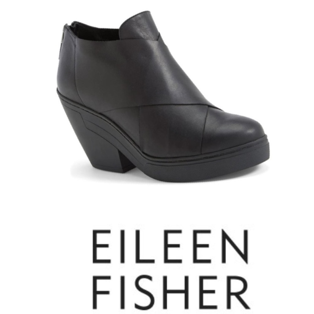 Eileen Fisher Cosmo Black Leather Bootie - New Size 11